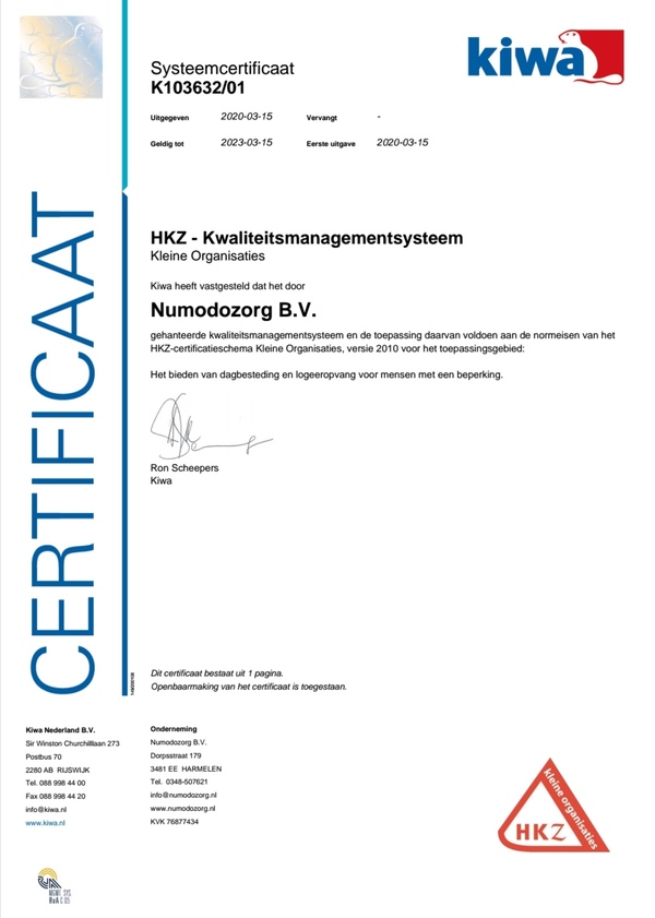 Certificaat HKZ KO